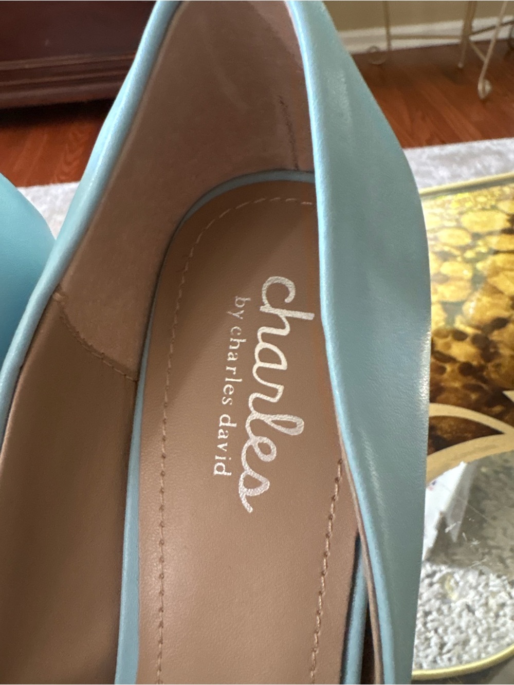 Charles David Powder Blue Pointed-Toe Leather Pumps - Picture 4 of 7